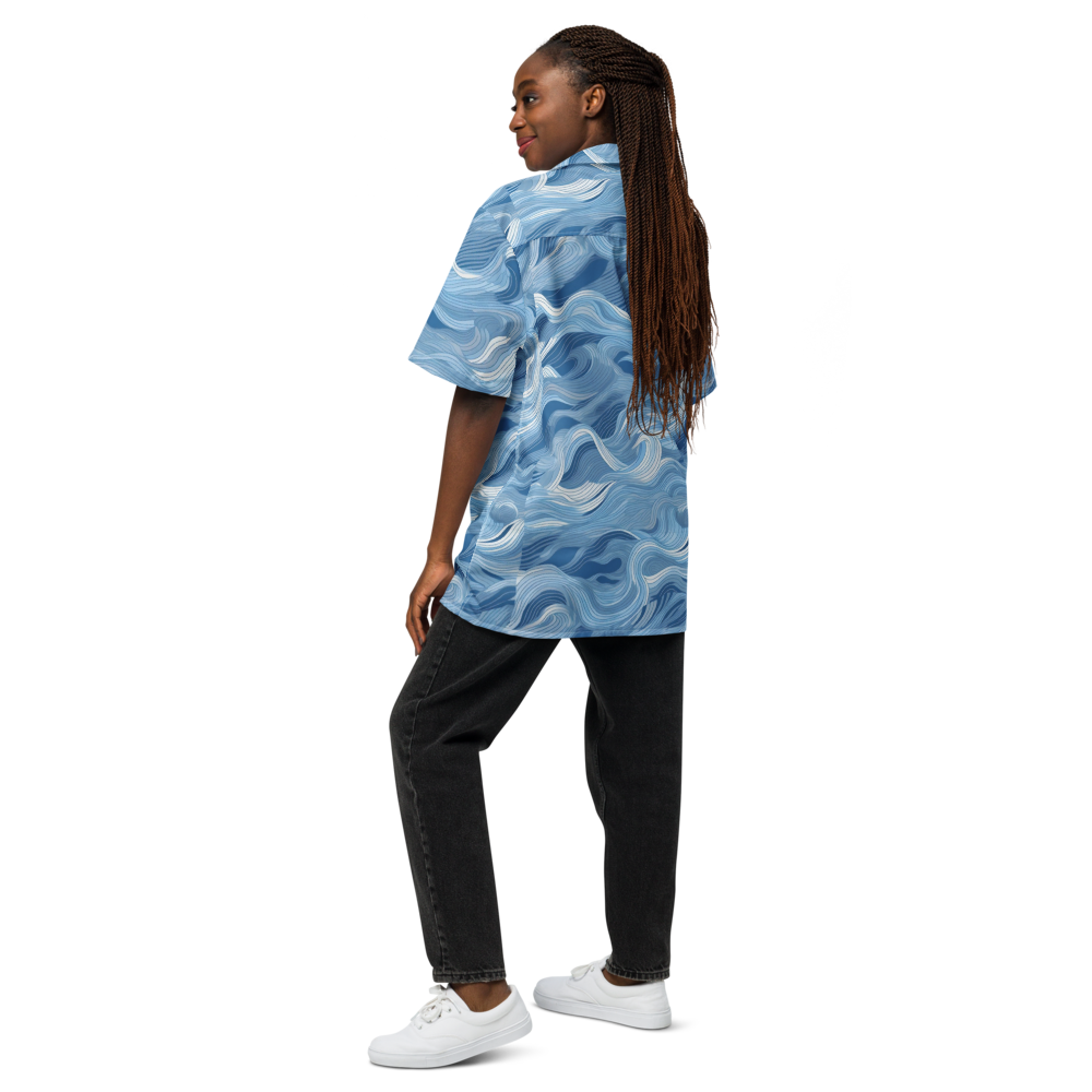 Unisex Waves Pattern Relaxed Shirt