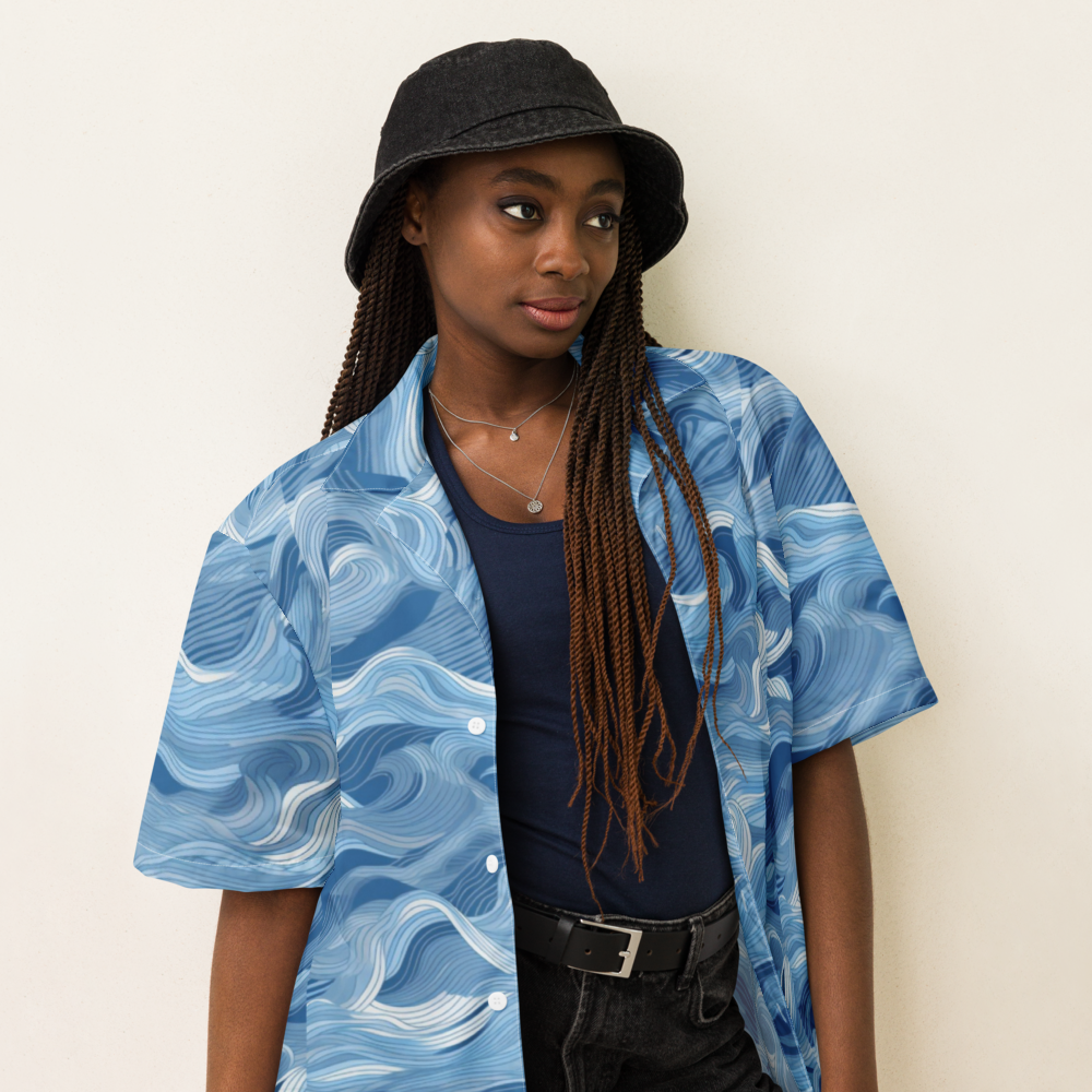 Unisex Waves Pattern Relaxed Shirt
