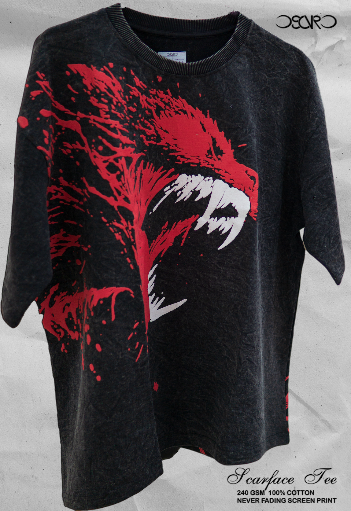 Scarface Wolf Acid Wash T-shirt