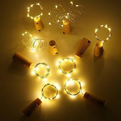 20 Led Wine Bottle Cork Copper Wire String Lights 2M Battery Operated (Warm White Pack Of 12) - disCOVERed