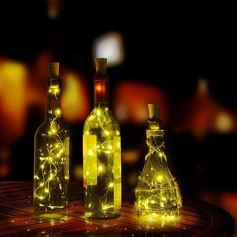 20 Led Wine Bottle Cork Copper Wire String Lights 2M Battery Operated (Warm White Pack Of 12) - disCOVERed