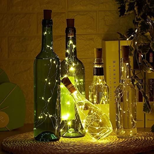 20 Led Wine Bottle Cork Copper Wire String Lights 2M Battery Operated (Warm White Pack Of 15) - disCOVERed