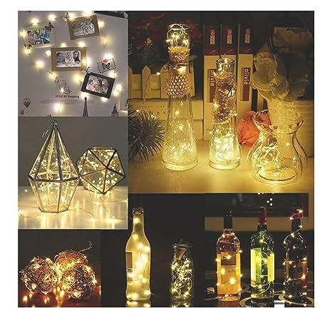 20 Led Wine Bottle Cork Copper Wire String Lights 2M Battery Operated (Warm White Pack Of 15) - disCOVERed