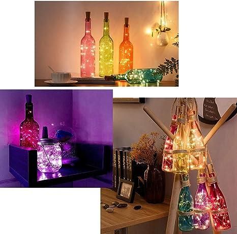 20 Led Wine Bottle Cork Copper Wire String Lights 2M Battery Operated (Warm White Pack Of 15) - disCOVERed