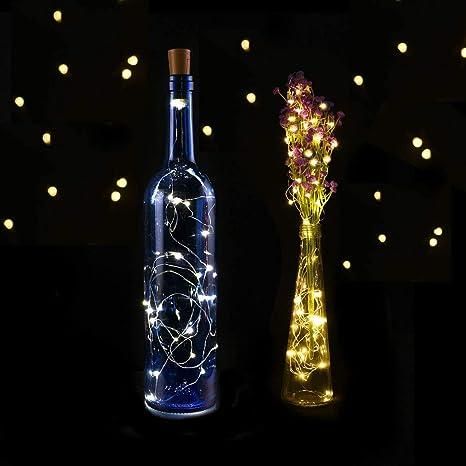 20 Led Wine Bottle Cork Copper Wire String Lights 2M Battery Operated (Warm White Pack Of 15) - disCOVERed