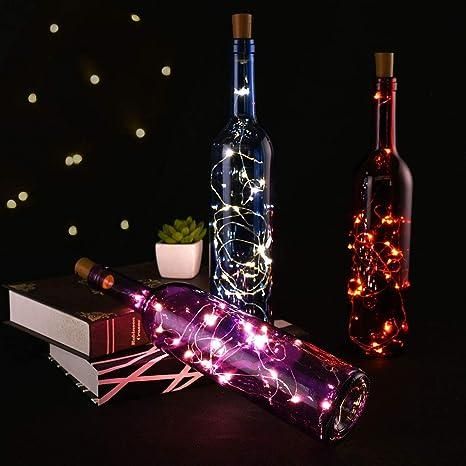 20 Led Wine Bottle Cork Copper Wire String Lights 2M Battery Operated (Warm White Pack Of 15) - disCOVERed