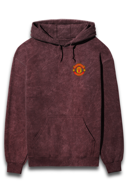 MAN U - Embroidery Acid Wash Hoodie.