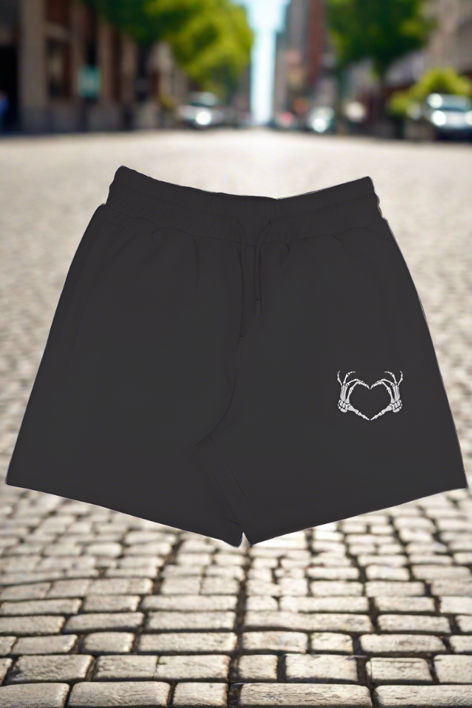 Skeleton Heart Embroidered Co ord Set (Black)