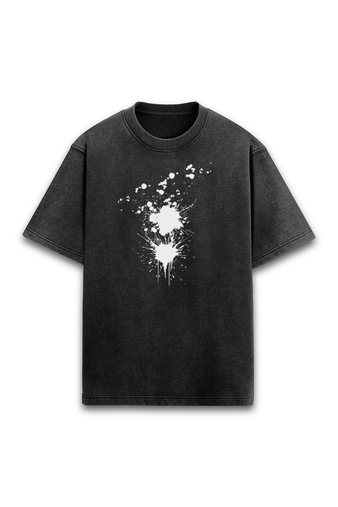 Puff Print White Paint - Acid Wash Tshirt