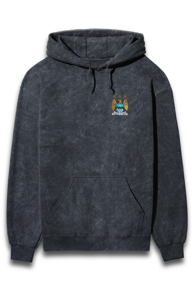 Man City - Embroidery Acid Wash Hoodie