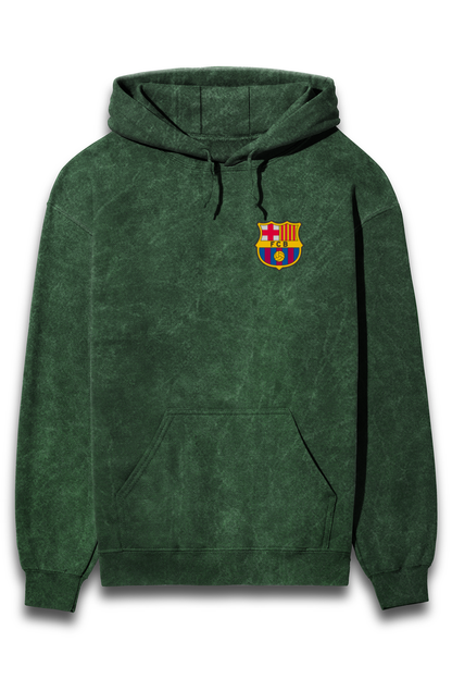 FC Barcelona - Embroidery Acid Wash Hoodie