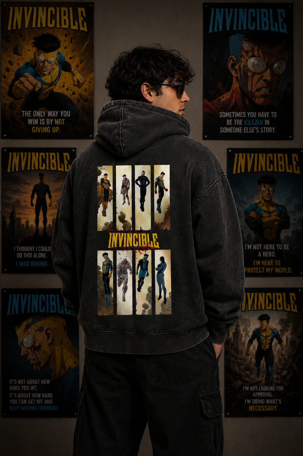 Invincible Mark Unisex Acid Washed Hoodie