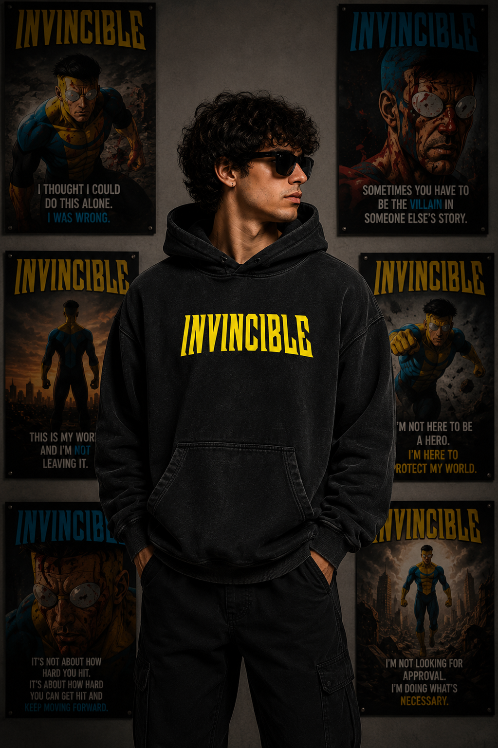 Invincible Mark Unisex Acid Washed Hoodie