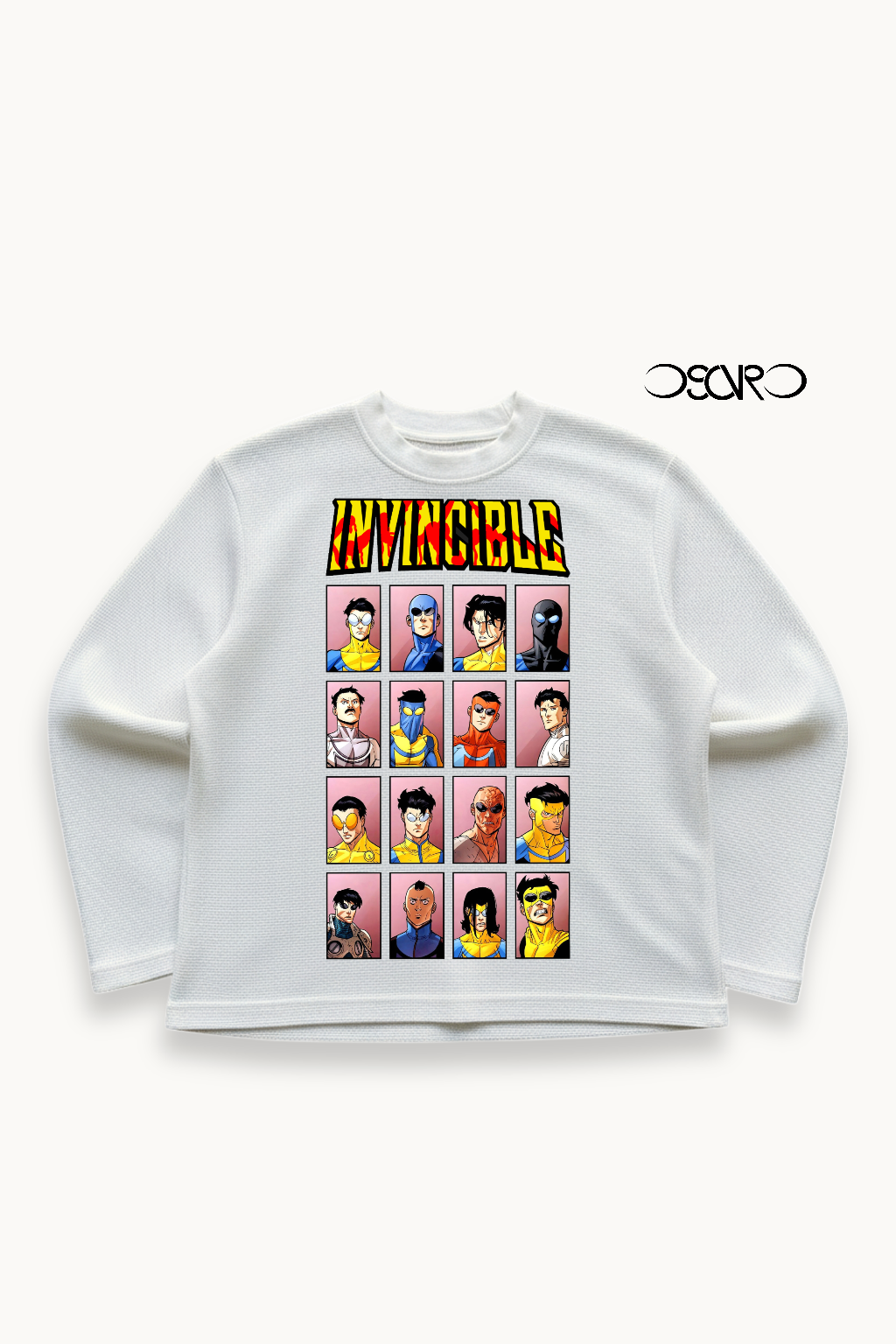 Unisex 240 GSM Waffle Knit Full Sleeve Oversized Tee – Invincible Graphic India