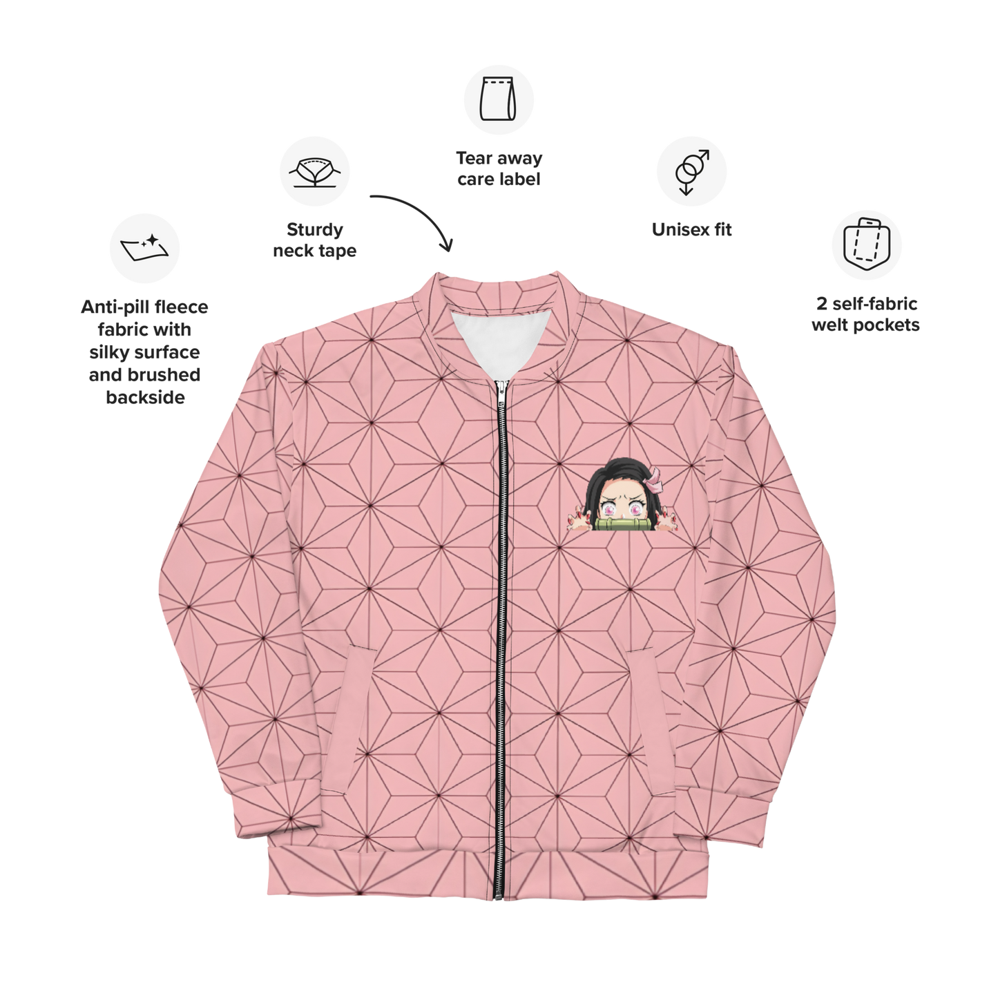 NEZUKO KAMADO- Unisex Bomber Jacket