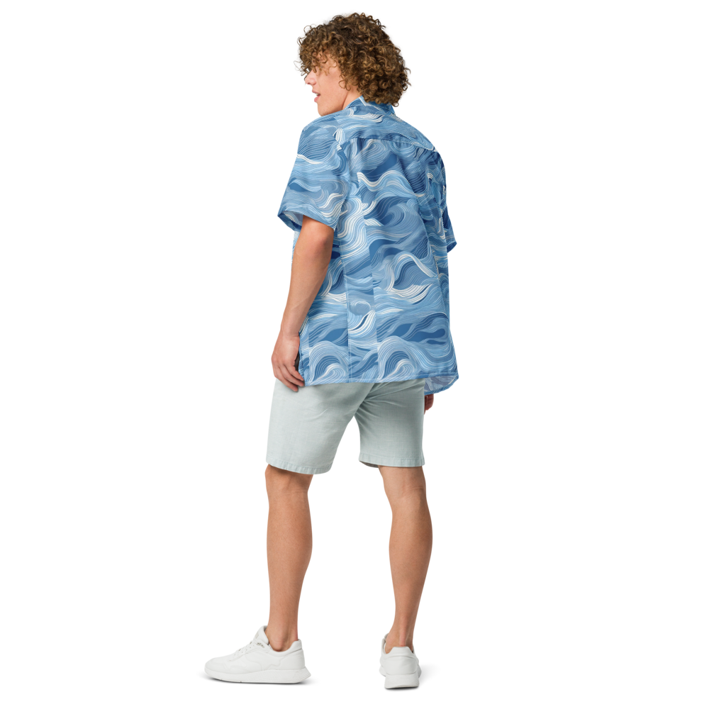 Unisex Waves Pattern Relaxed Shirt