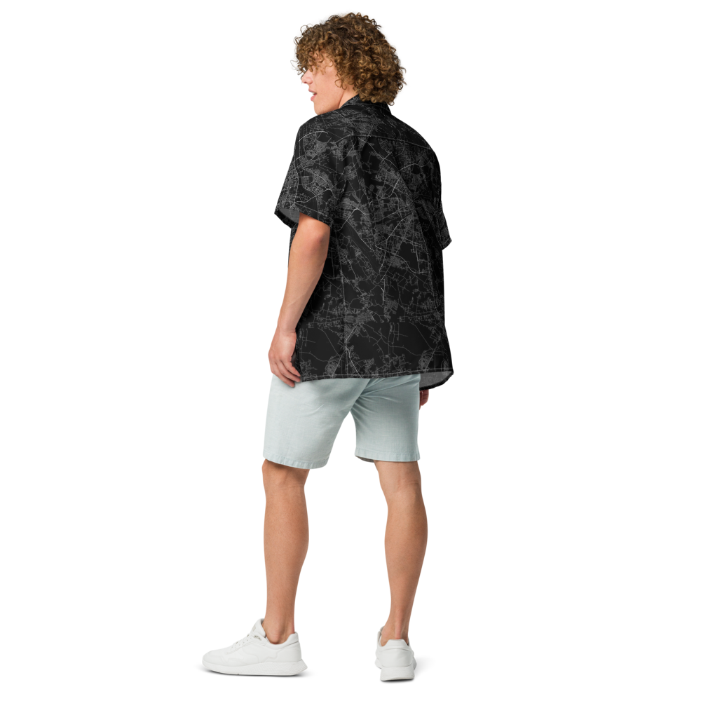 Unisex Map Pattern Relaxed Shirt