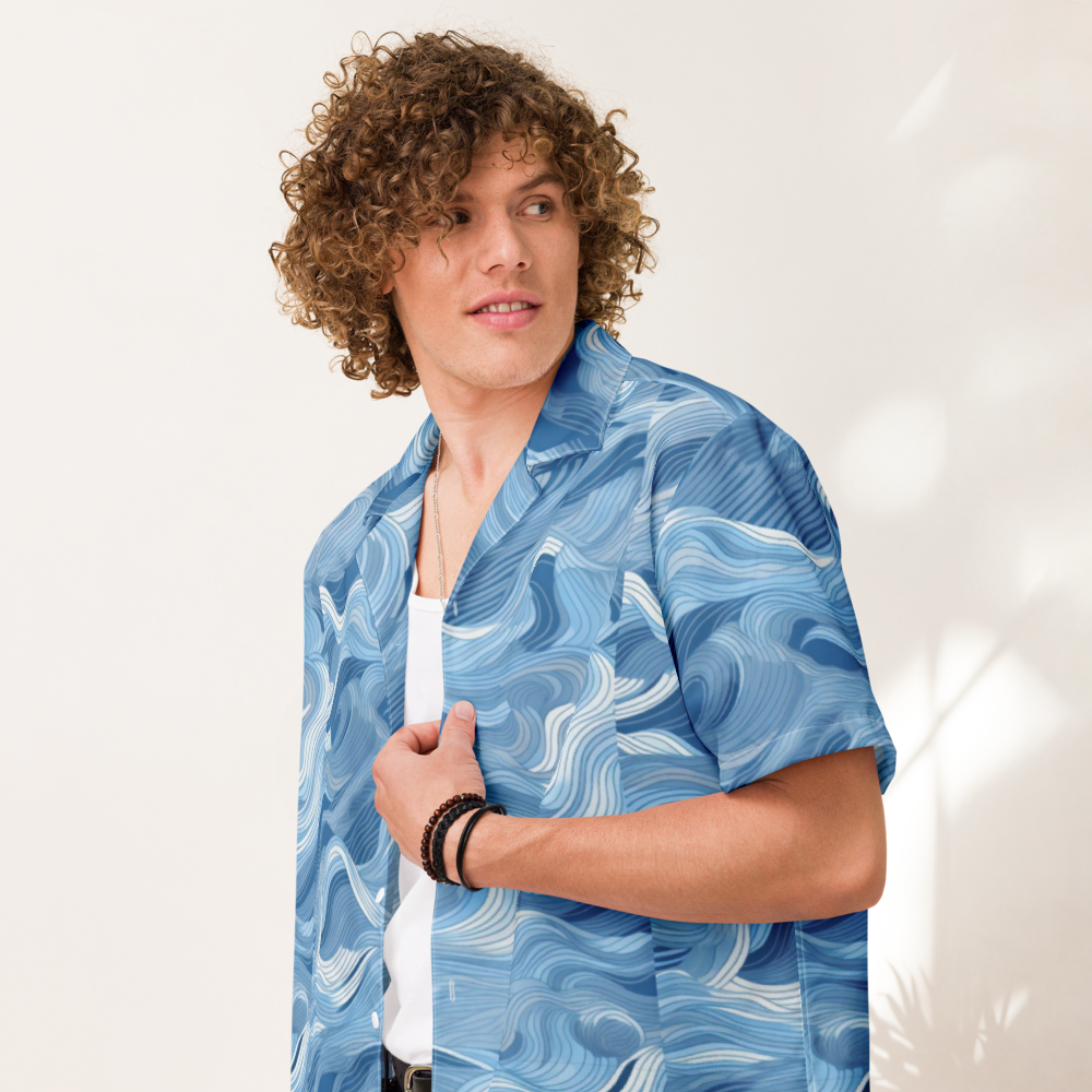 Unisex Waves Pattern Relaxed Shirt