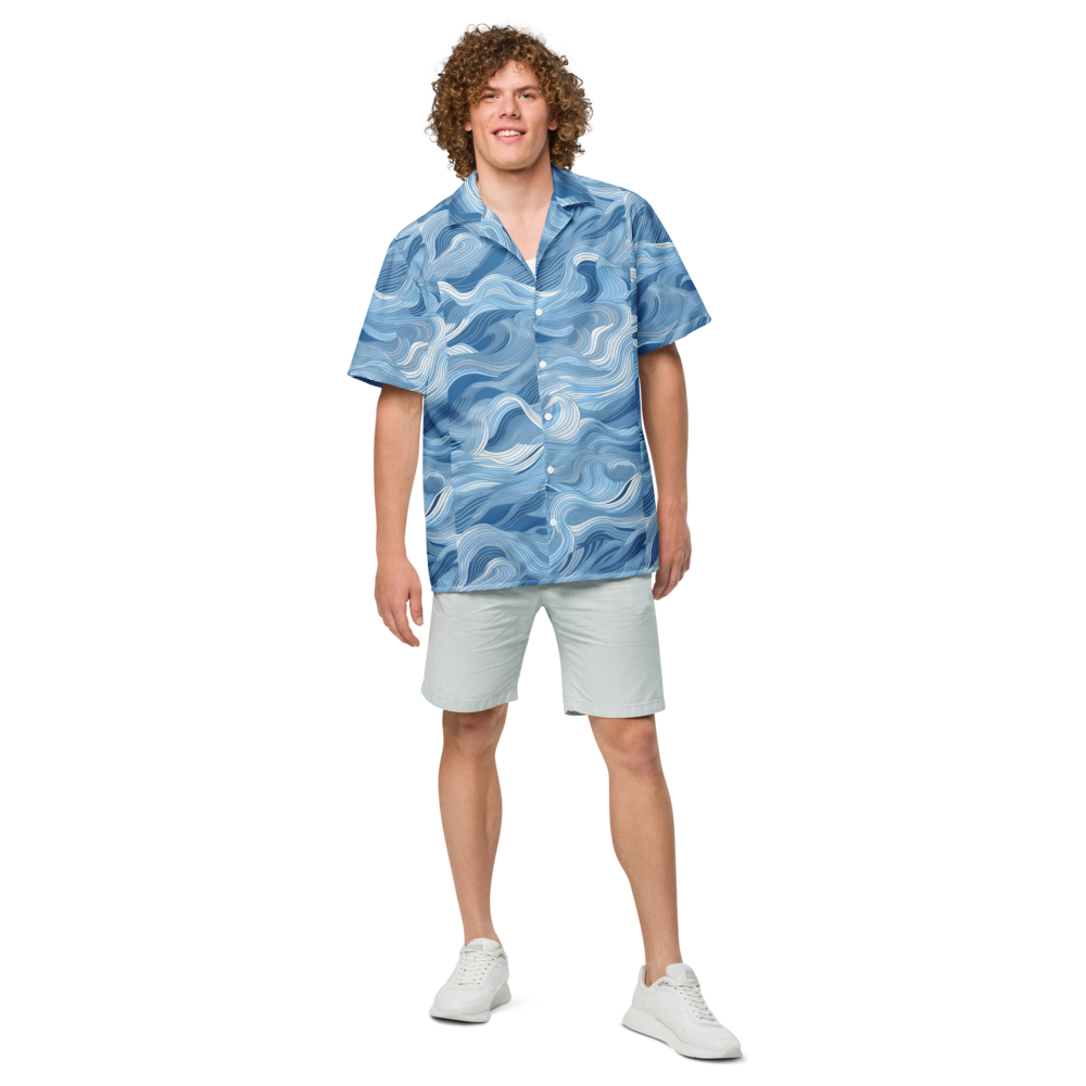 Unisex Waves Pattern Relaxed Shirt