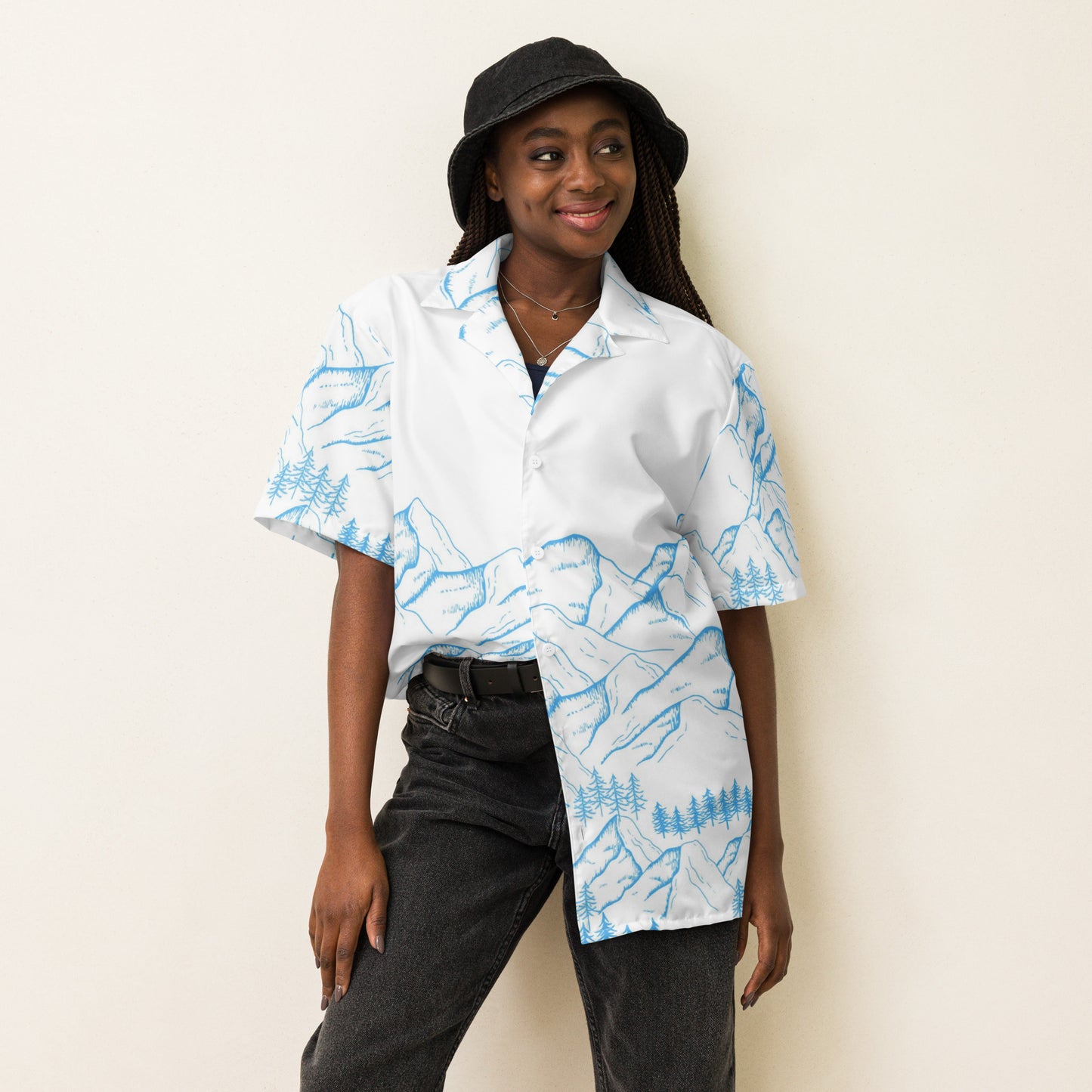 Unisex Mountain Pattern Relaxed Shirt