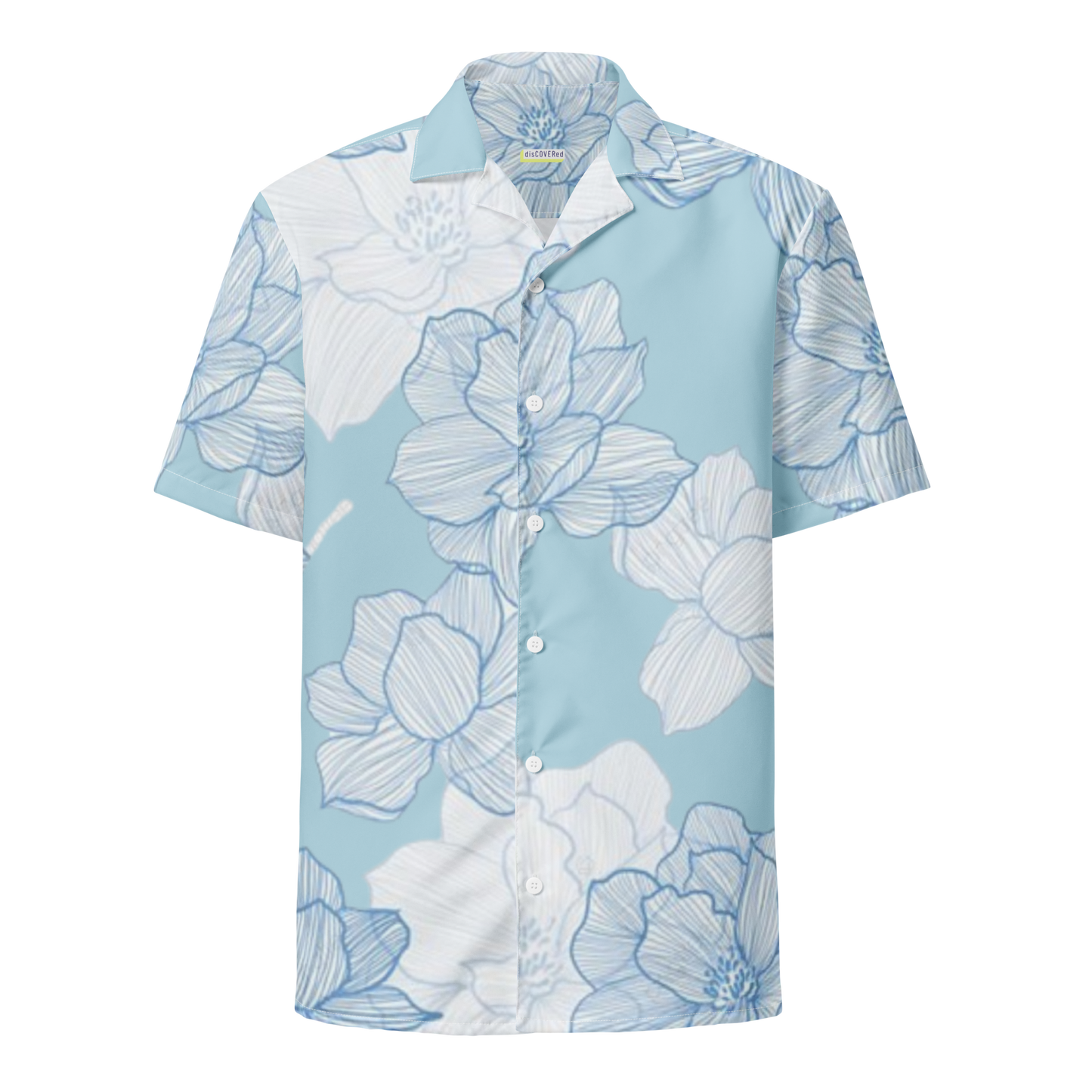 Unisex Blue Flowers Pattern Relaxed Shirt