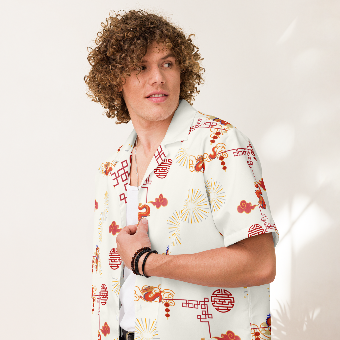 Unisex Dragon Pattern Relaxed Shirt