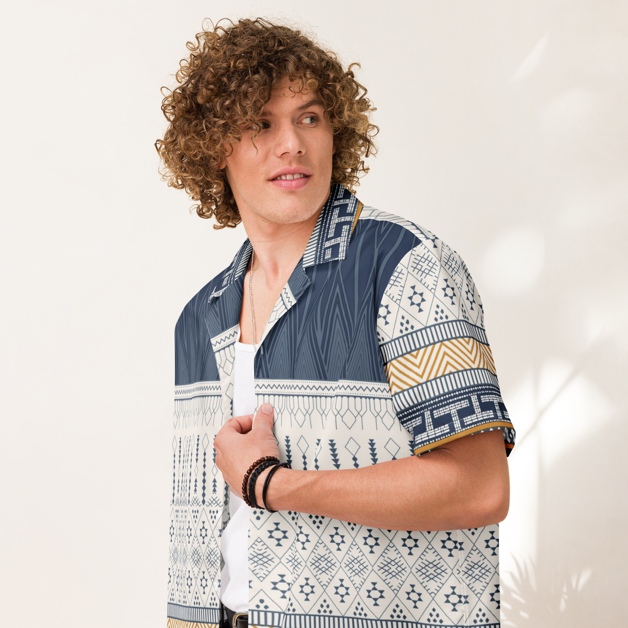 Unisex Geometric Pattern Relaxed Shirt