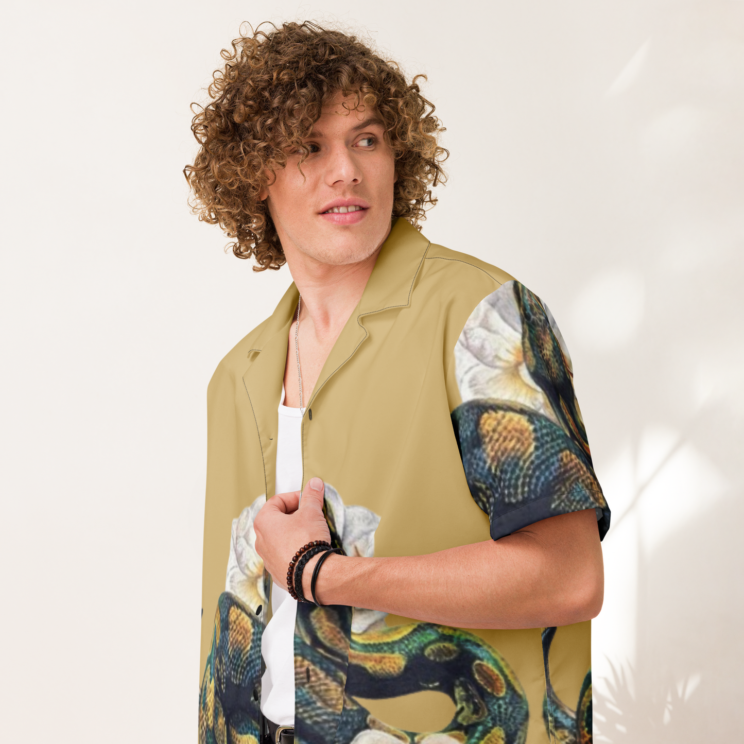 Unisex Green Snake Pattern Relaxed Shirt