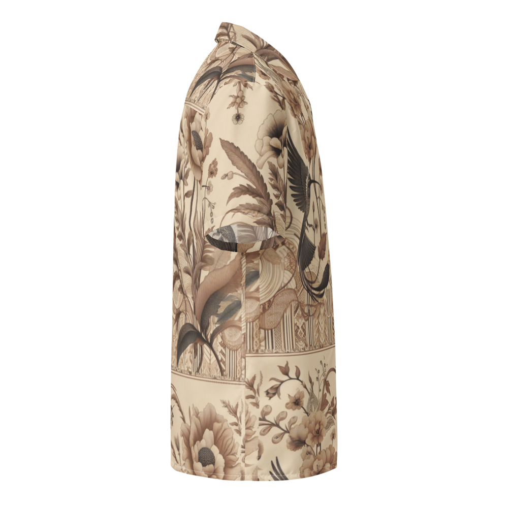 Unisex Floral Beige Pattern Relaxed Shirt