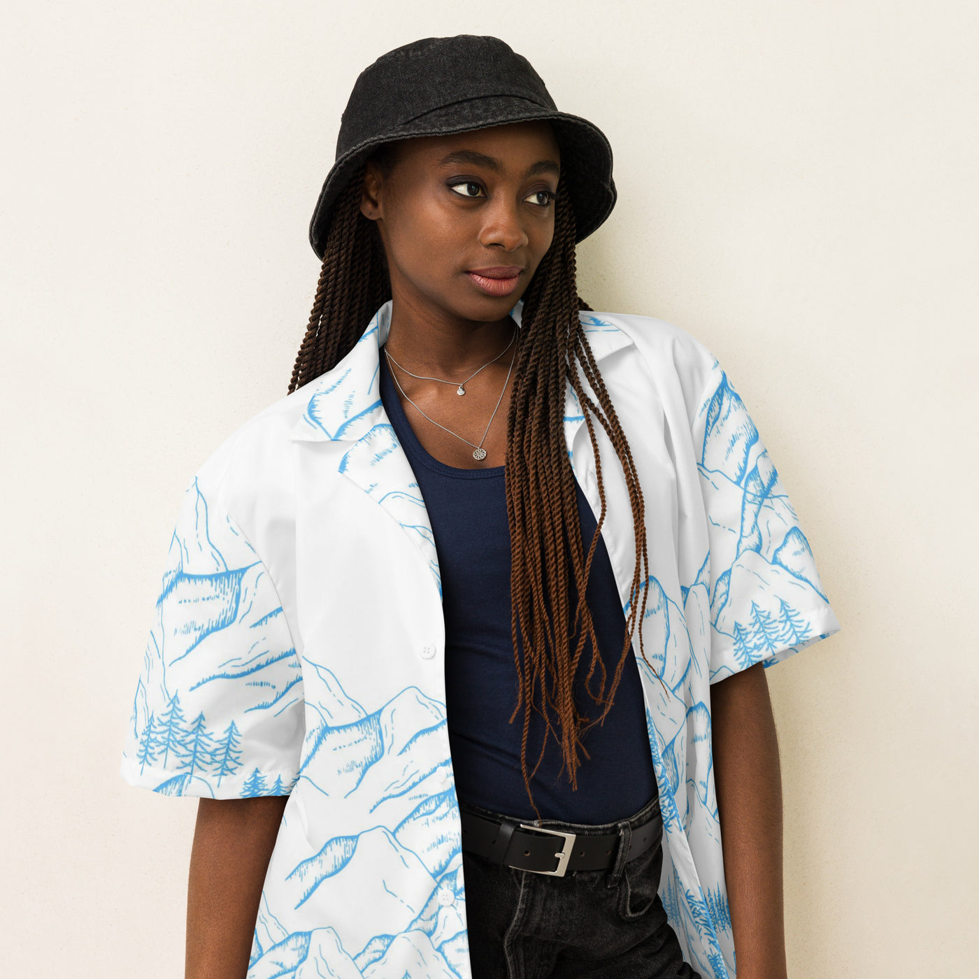 Unisex Mountain Pattern Relaxed Shirt
