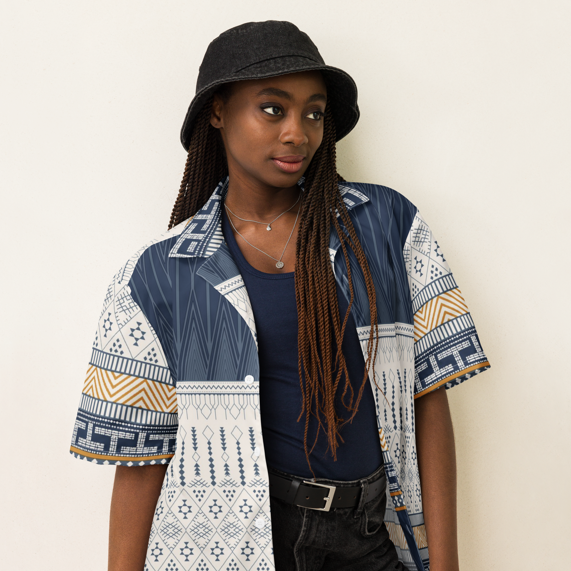 Unisex Geometric Pattern Relaxed Shirt