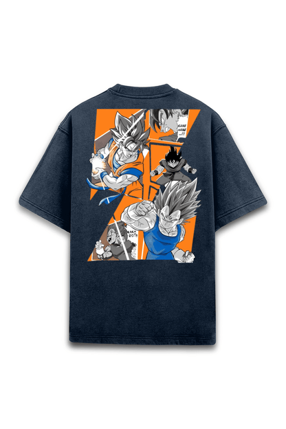 DBZ - Navy Acid Wash Oversized T-Shirt - disCOVERed.co.in