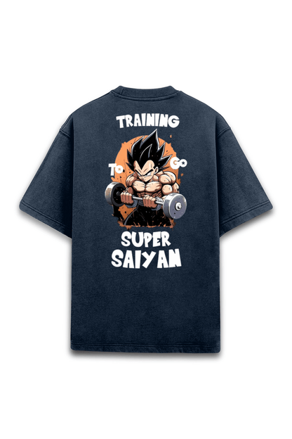 DBZ Super Saiyan - Blue Acid Wash Oversized T-Shirt - disCOVERed