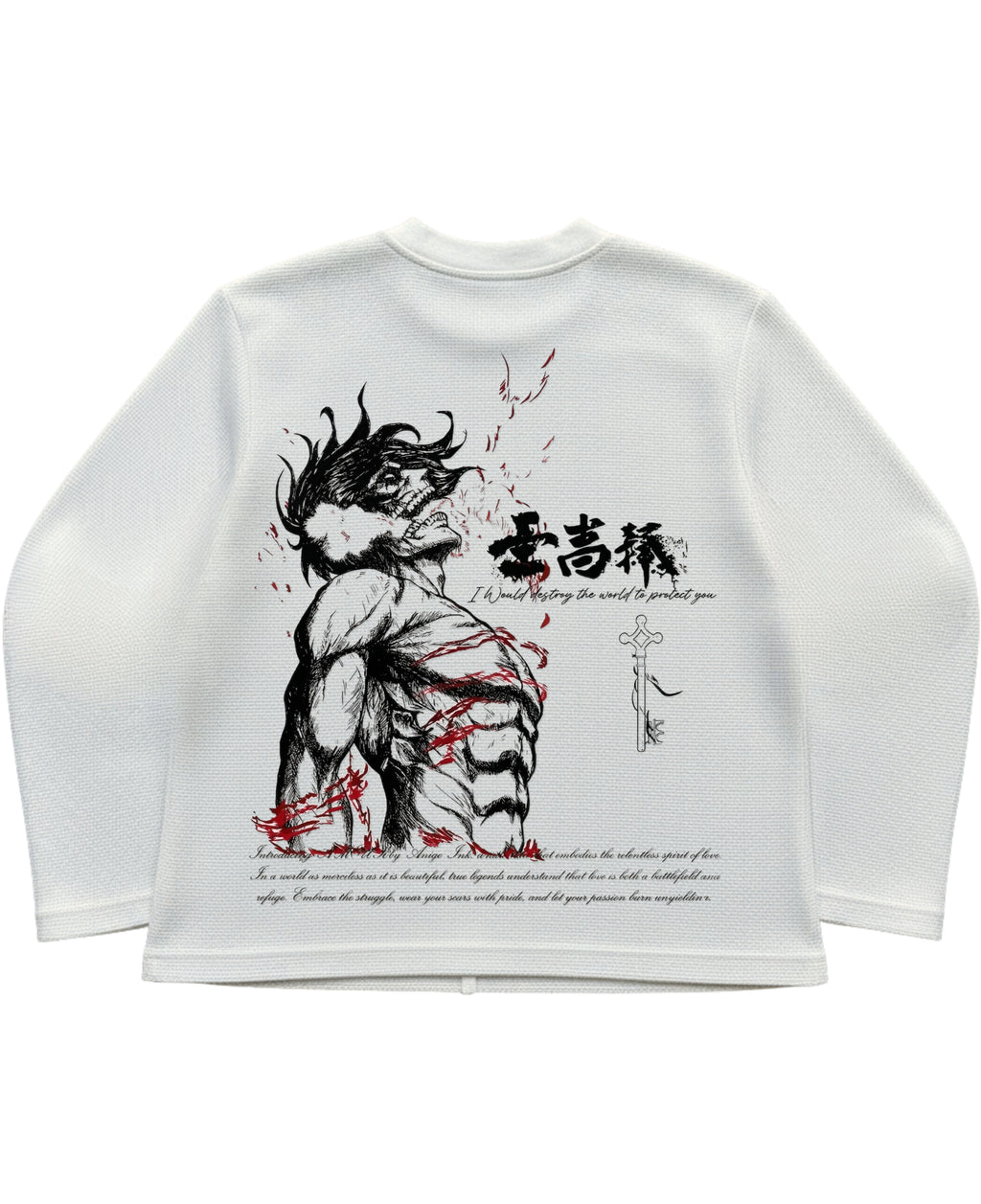 Off-white waffle knit oversized full-sleeve Back Design