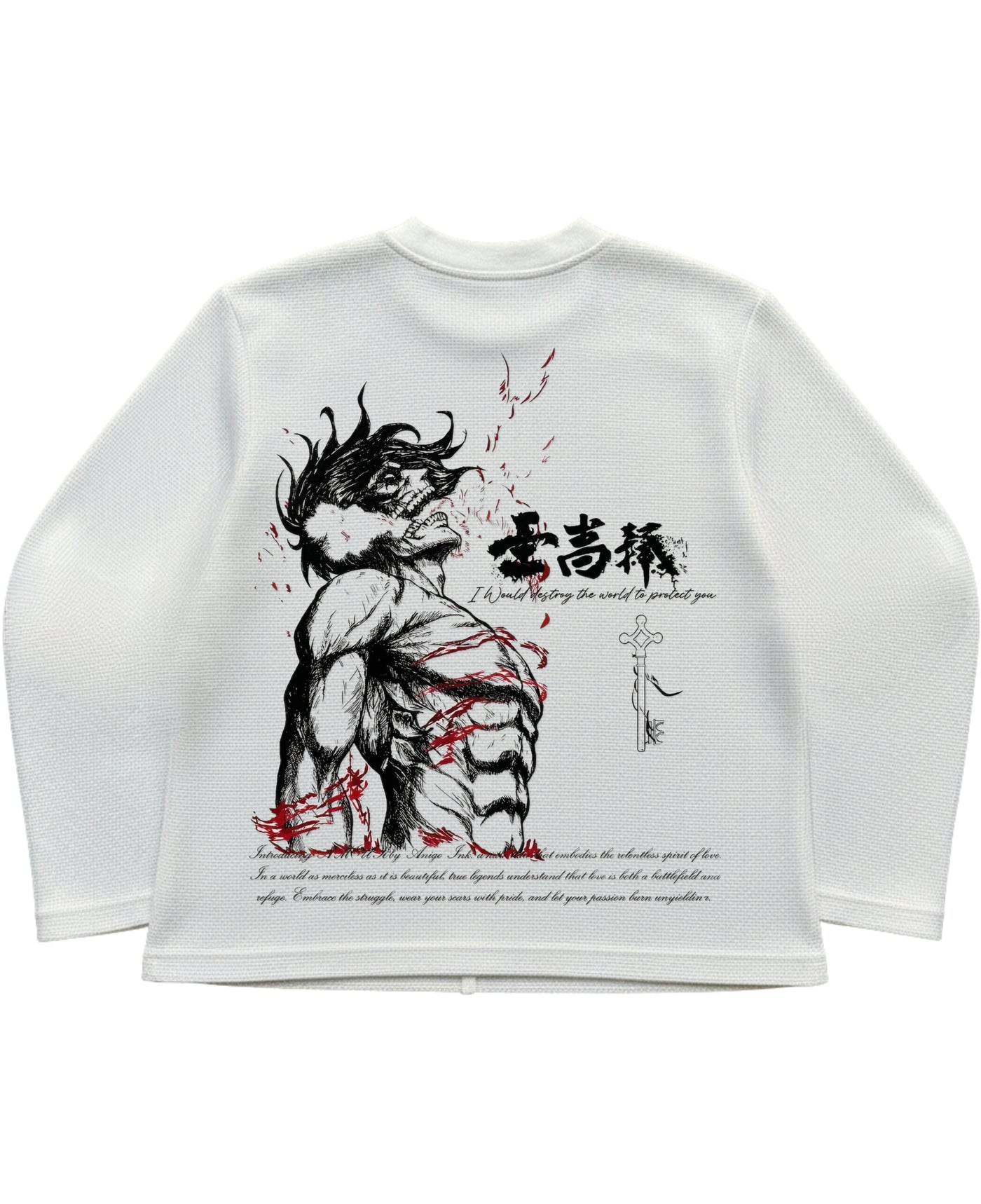 Off-white waffle knit oversized full-sleeve Back Design