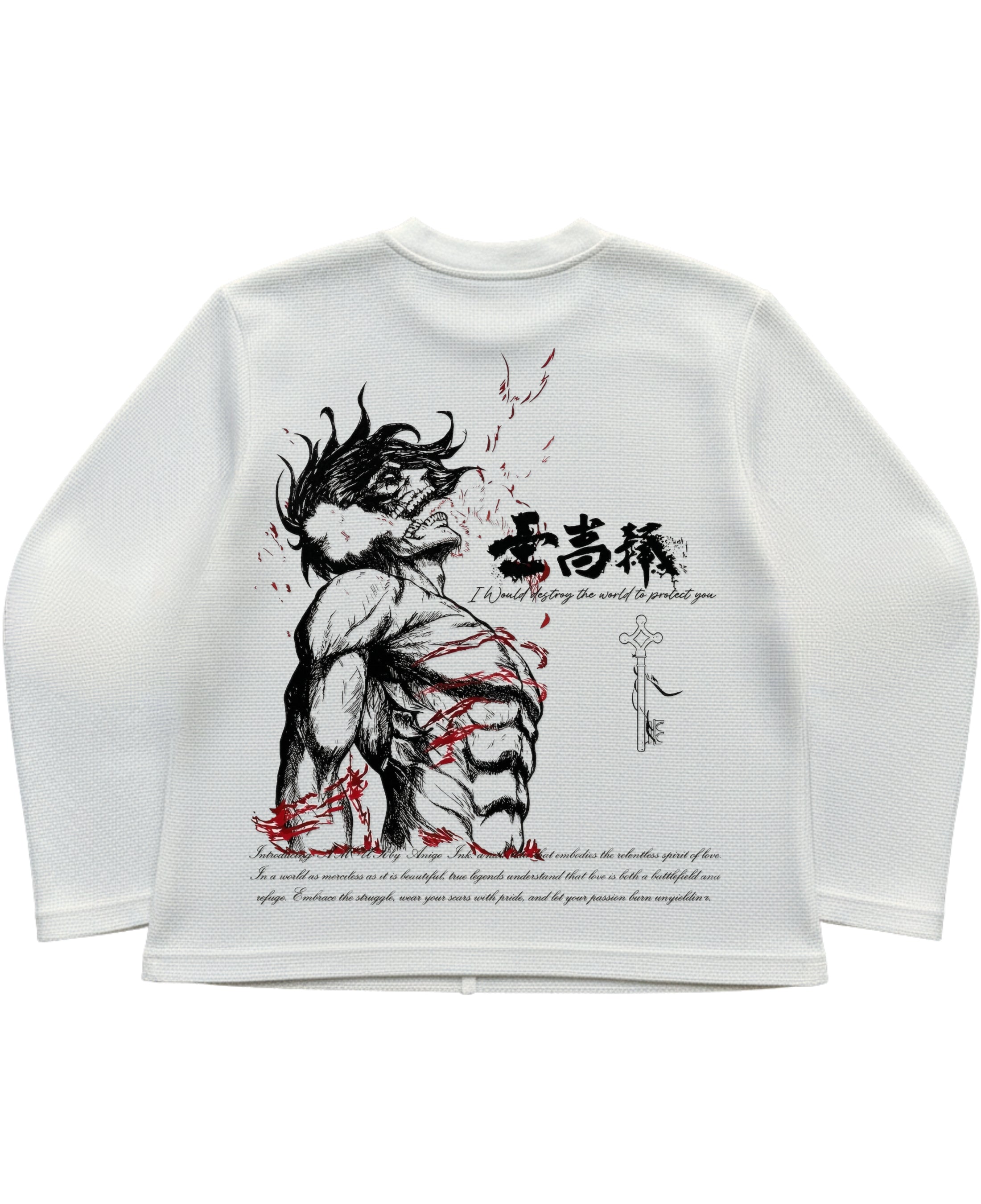 Off-white waffle knit oversized full-sleeve Back Design