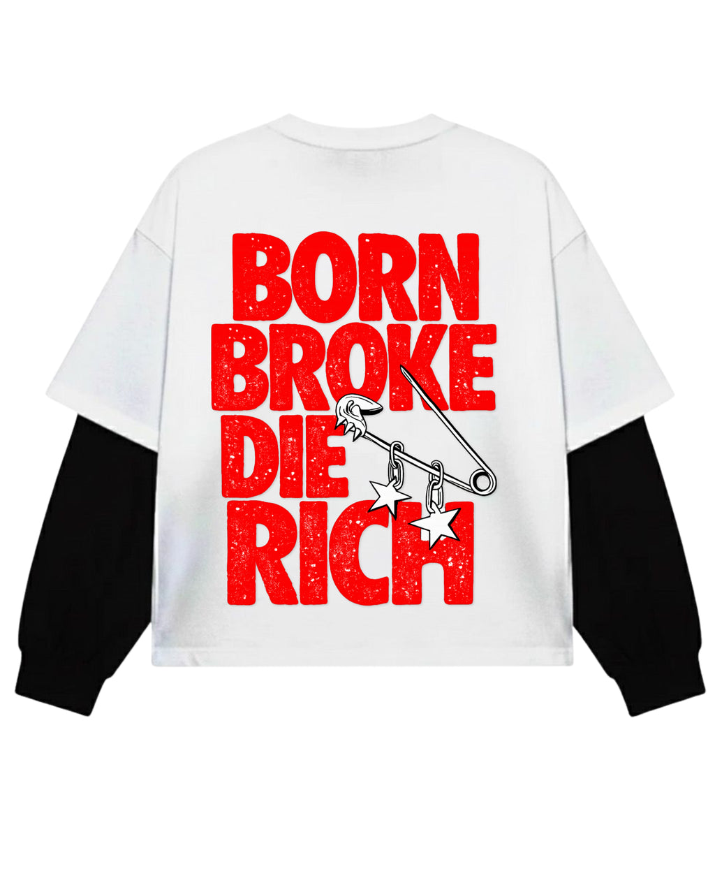 White With Black Sleeve Oversized Tee Back Design