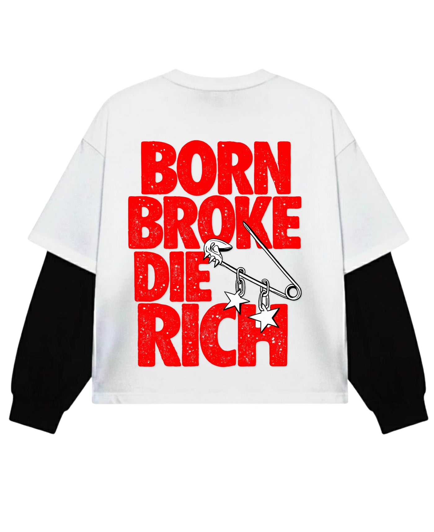 White With Black Sleeve Oversized Tee Back Design