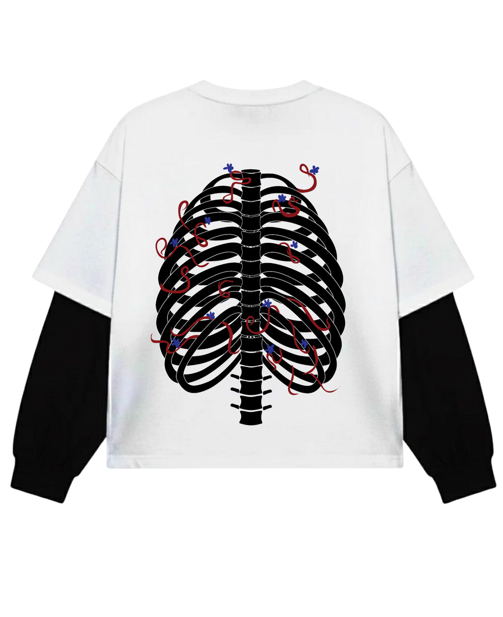 White With Black Sleeve Oversized Tee Back Design