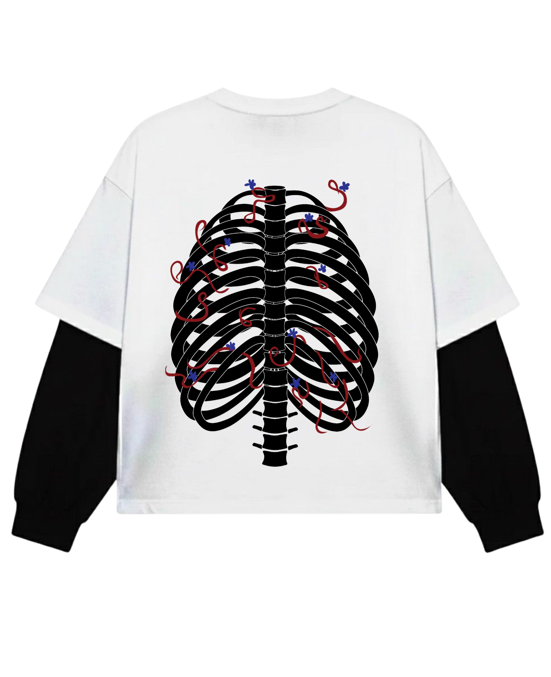 White With Black Sleeve Oversized Tee Back Design