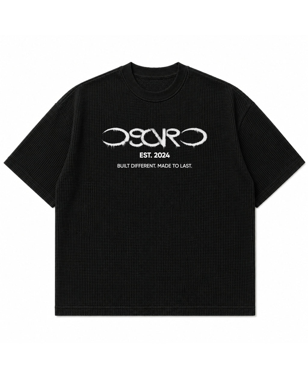 Black waffle boxy fit Front Design