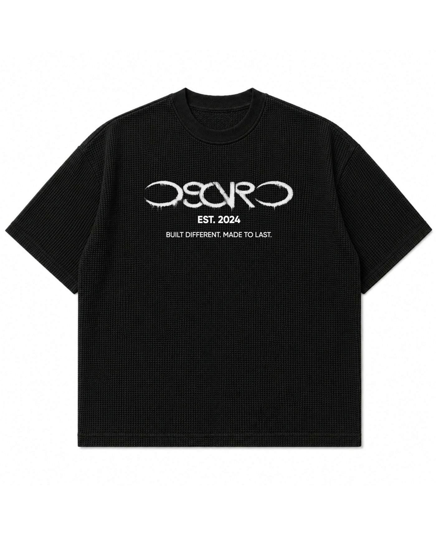 Black waffle boxy fit Front Design