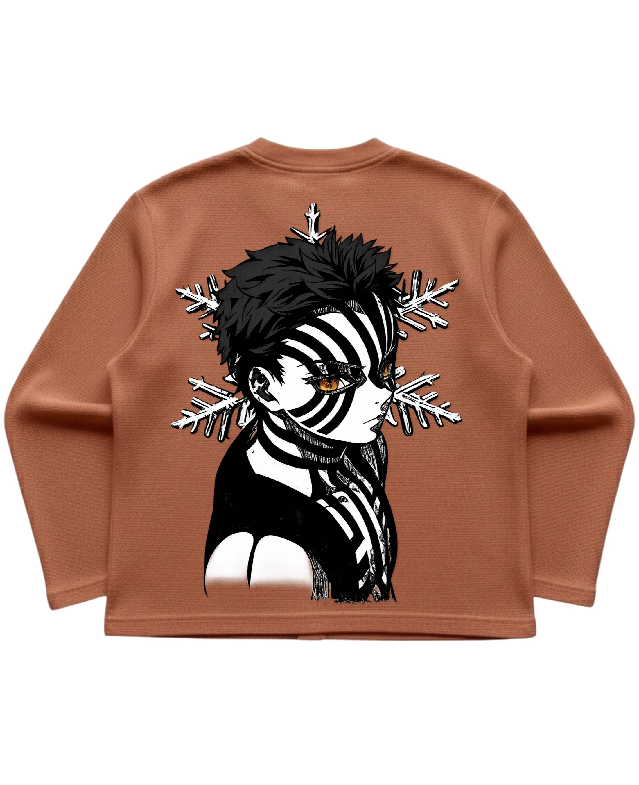 Brown waffle knit oversized full-sleeve Back Design
