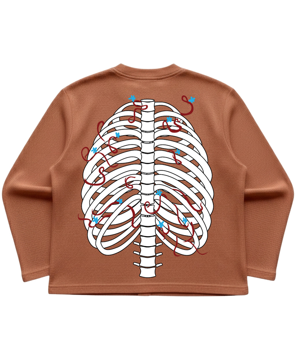 Brown waffle knit oversized full-sleeve Back Design