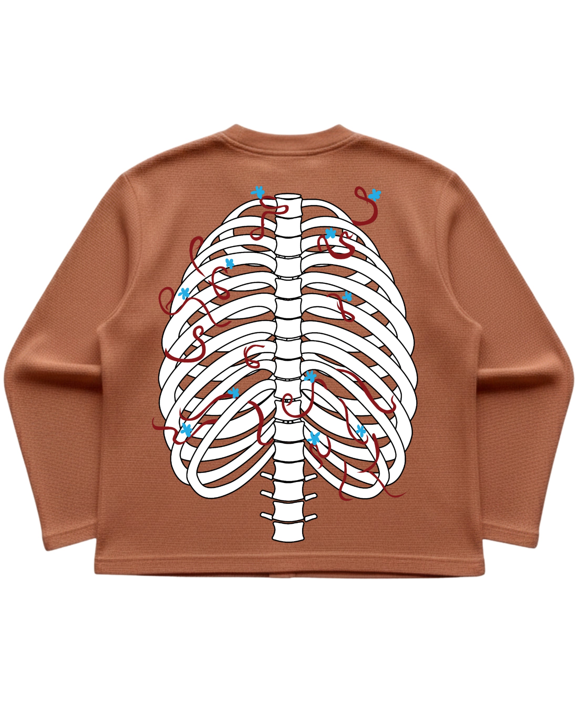Brown waffle knit oversized full-sleeve Back Design
