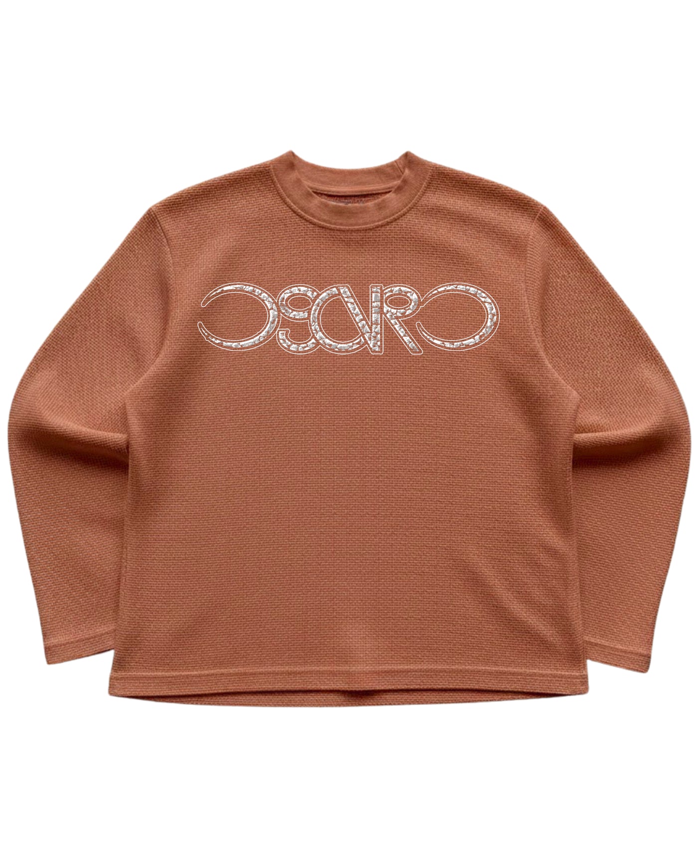 Brown waffle knit oversized full-sleeve Front Design