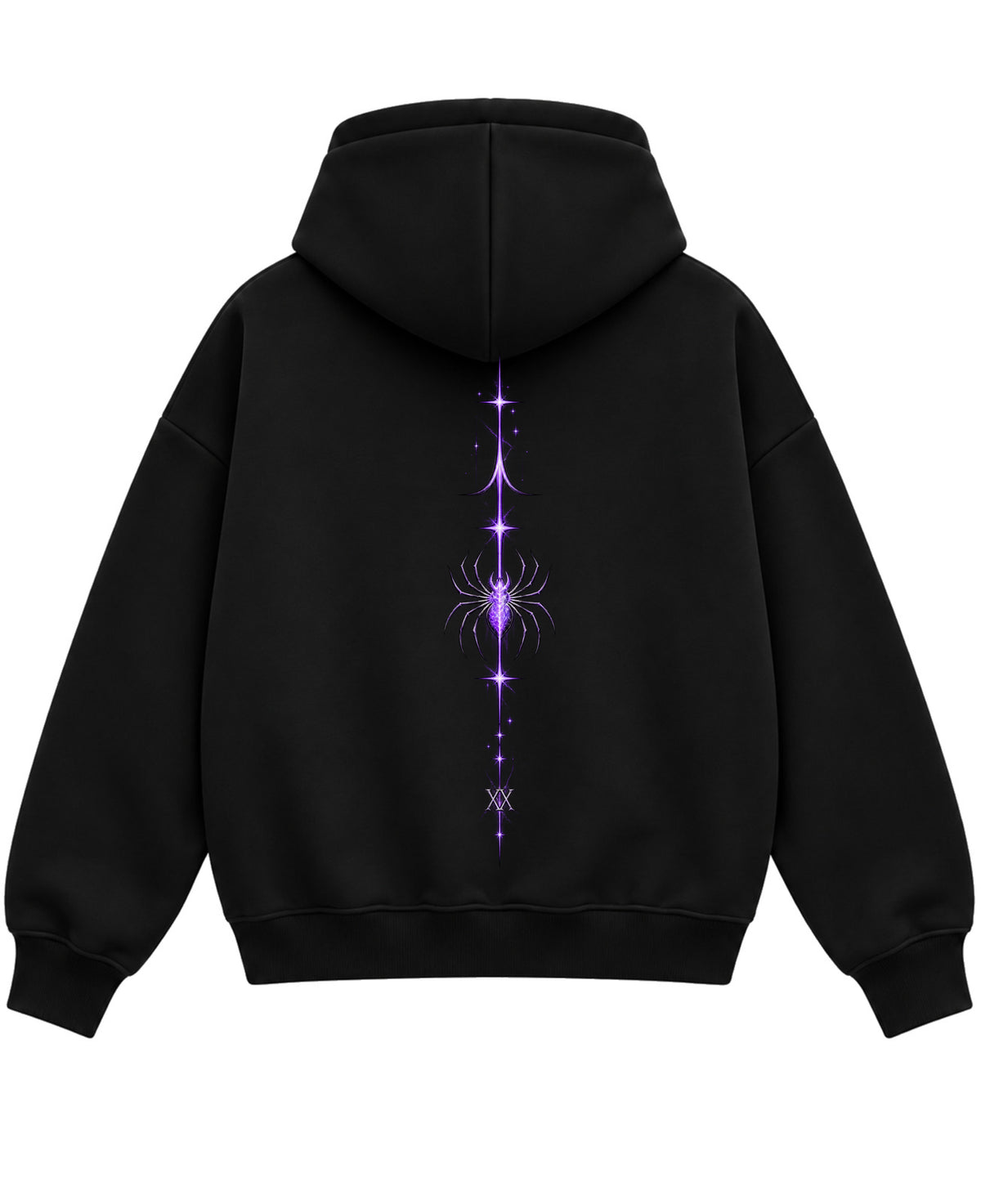 Black Boxy Dual Zipper Hoodie Back Design