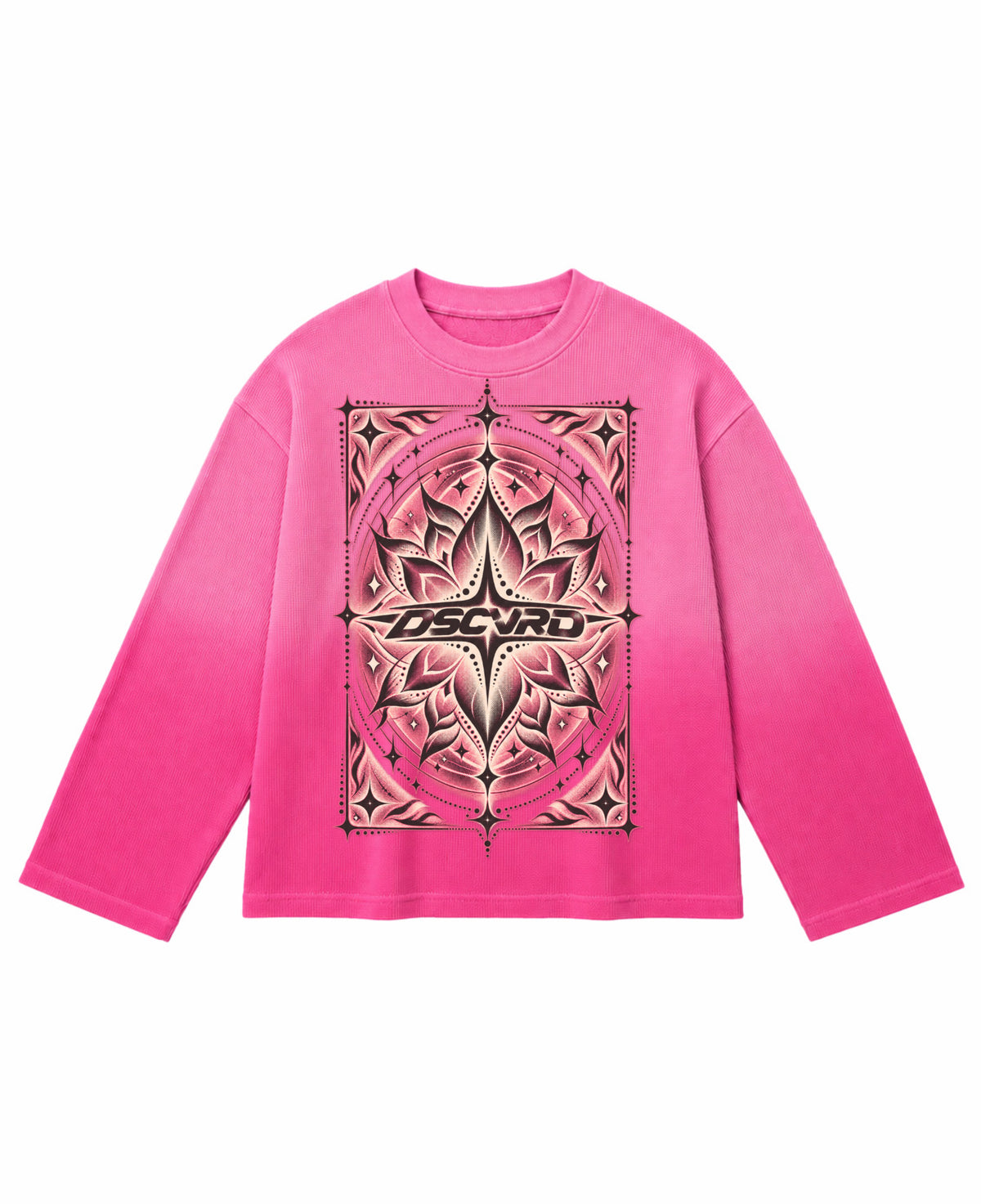 Pink Ombré Waffle Knit Oversized Full-Sleeve Front Design