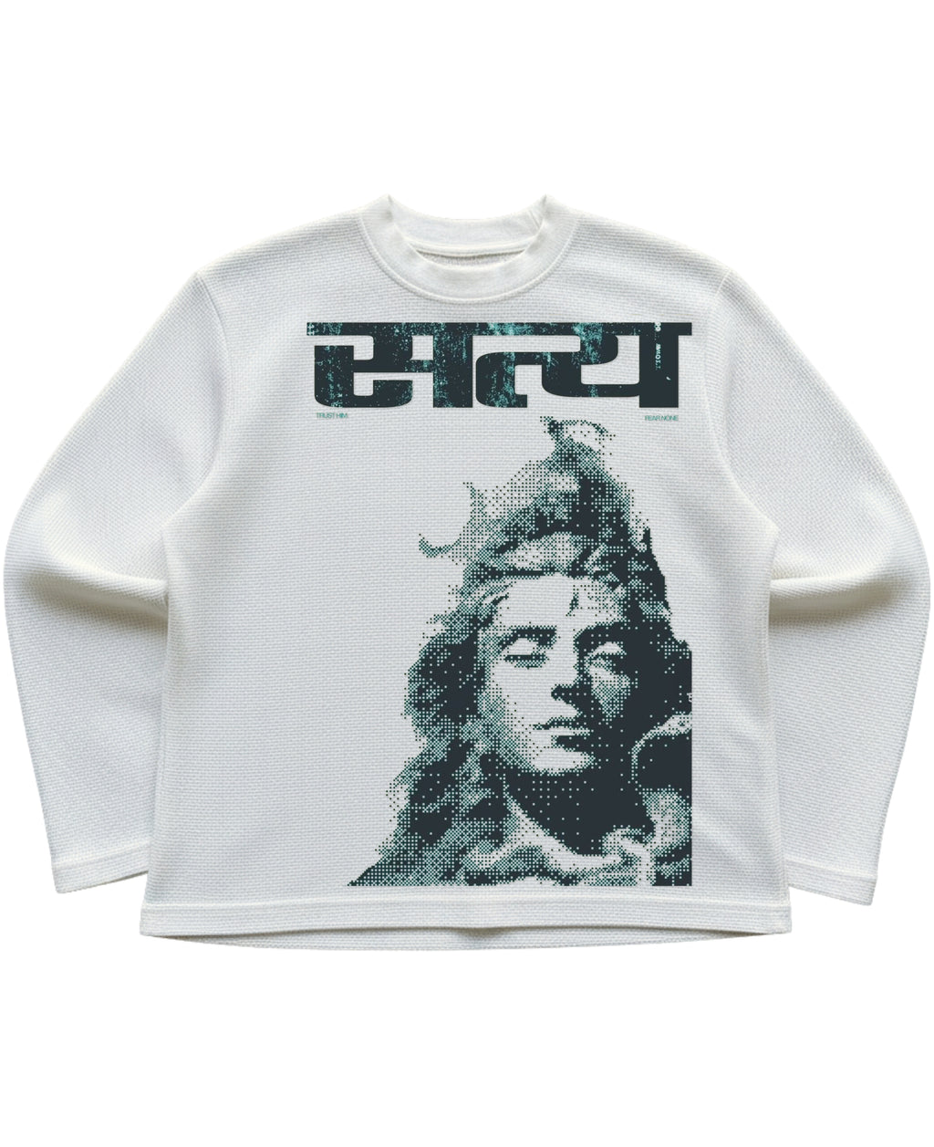 Off-white waffle knit oversized full-sleeve Front Design
