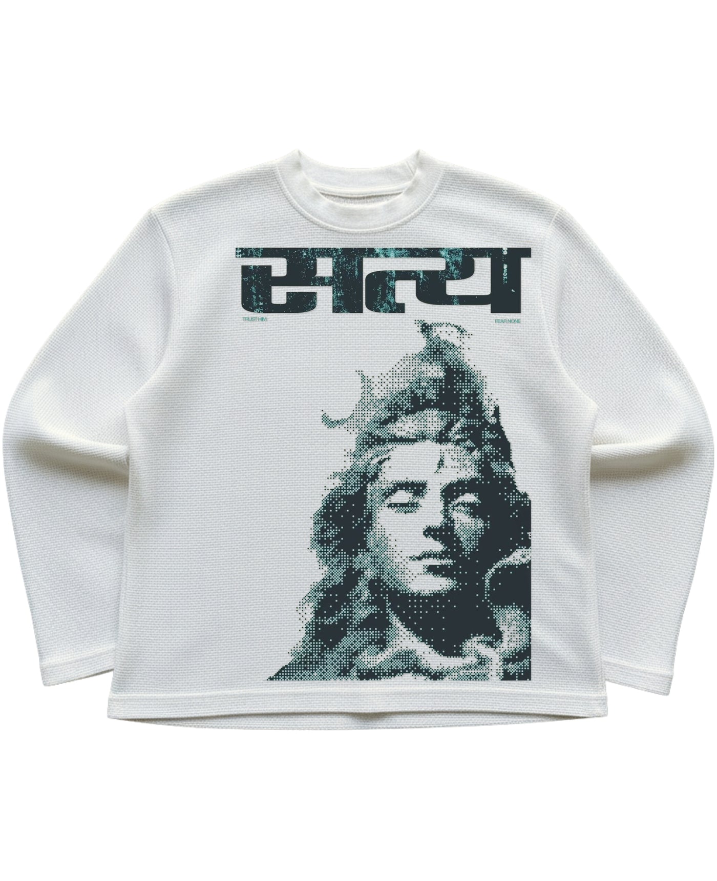 Off-white waffle knit oversized full-sleeve Front Design